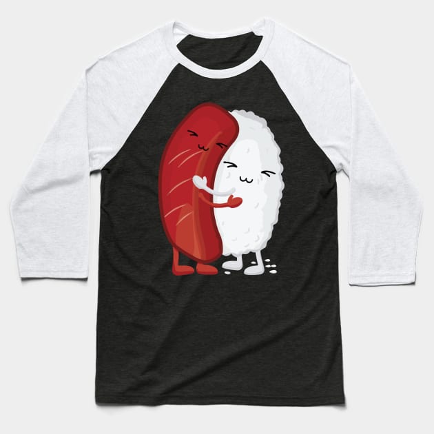 Sushi hug cute kawaii illustrative graphic Baseball T-Shirt by franzaled